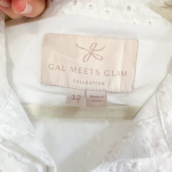 Gal Meets Glam Judith White Eyelet Midi Dress in Size 12 - Picture 3 of 5